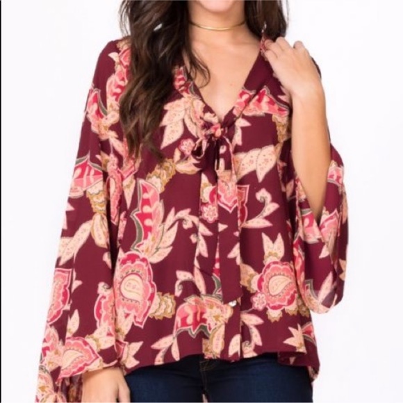 Show Me Your MuMu Brynn Paisley Bell Sleeve Blouse - Picture 4 of 7